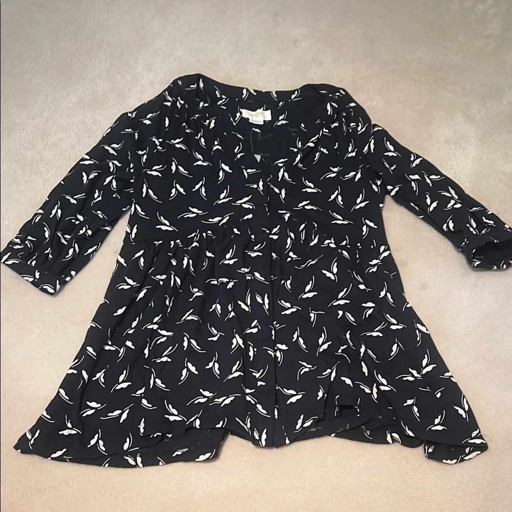 Maeve Ruffled Black and White Blouse